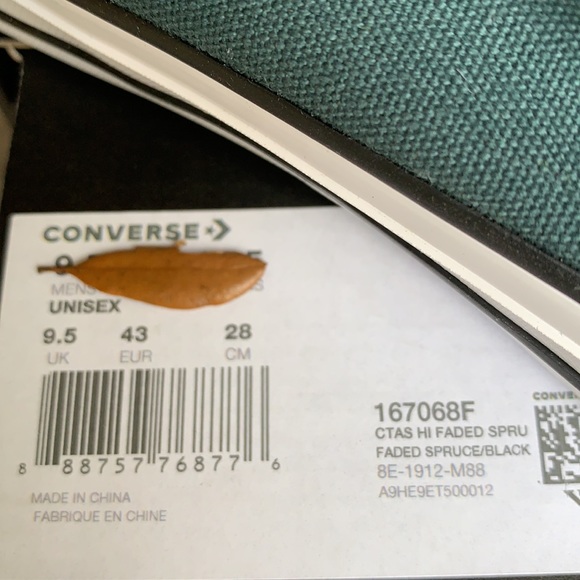 CONVERSE CTAS HI FADED SPRUCE/BLACK/WHITE MENS - Picture 15 of 15